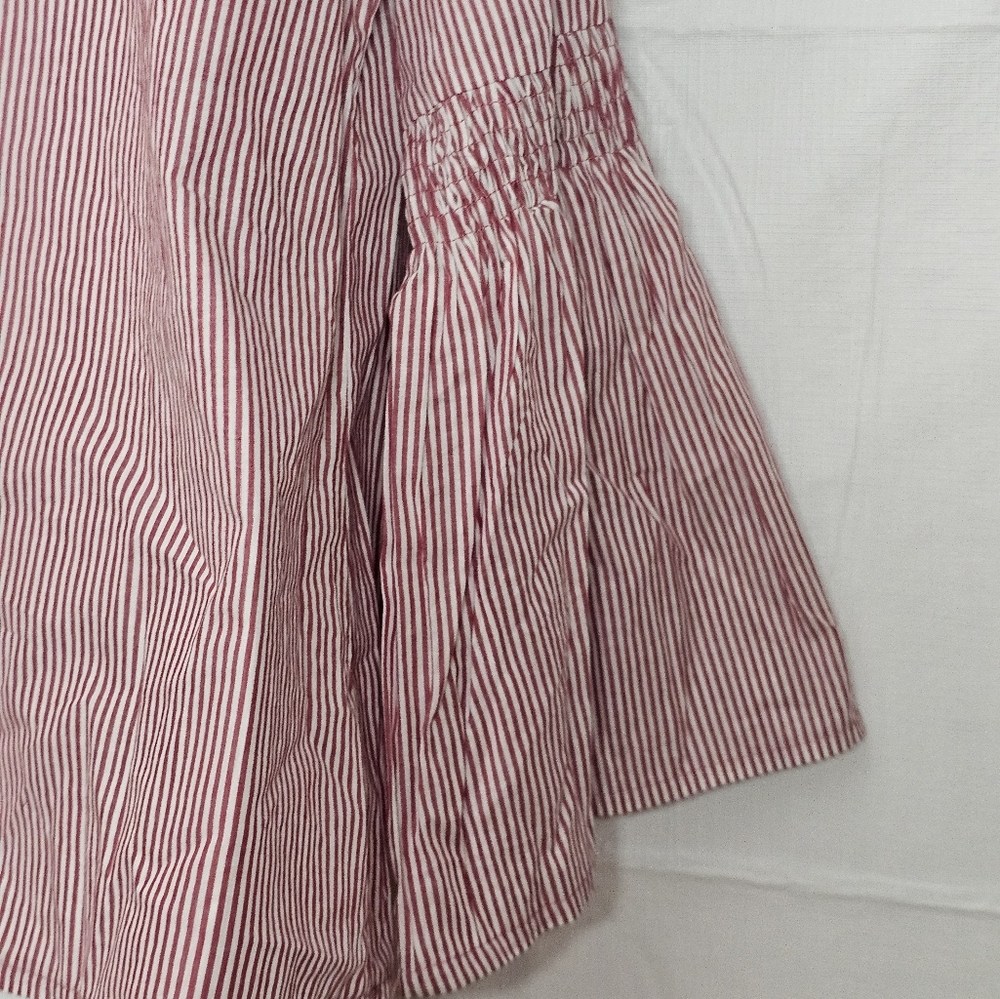Red Pinstripe Blouse M Solitaire - Picture 8 of 8